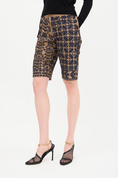 Dries Van Noten Geometric & Floral Embroidered Shorts