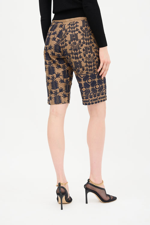 Dries Van Noten Geometric & Floral Embroidered Shorts