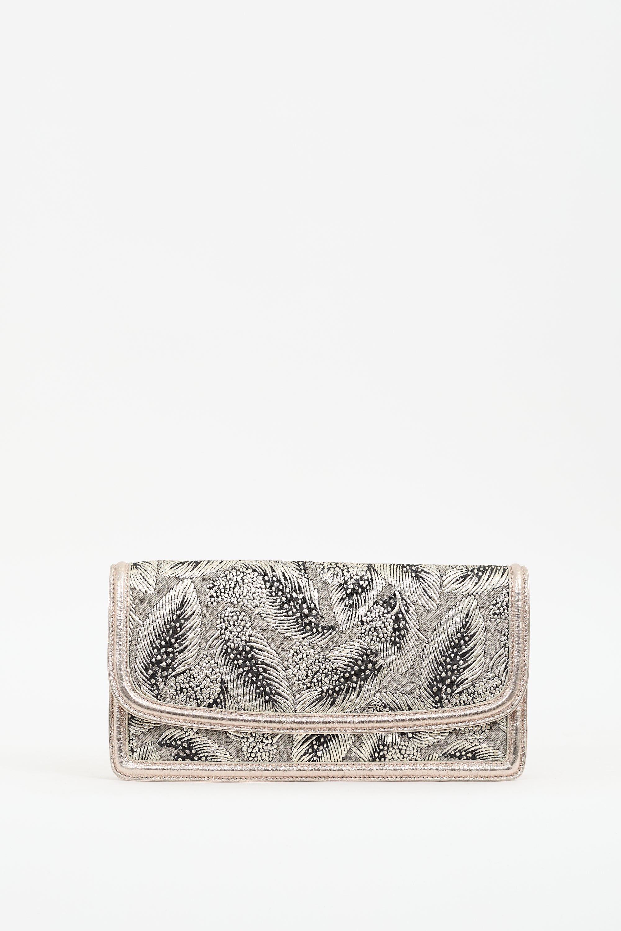 Dries Van Noten Silver & Gold Leaf Brocade Clutch