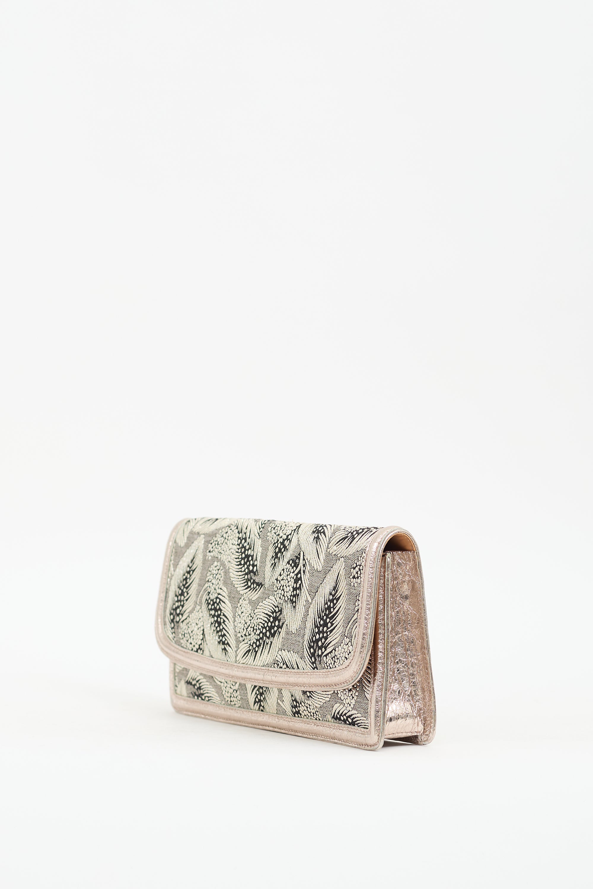 Dries Van Noten Silver & Gold Leaf Brocade Clutch