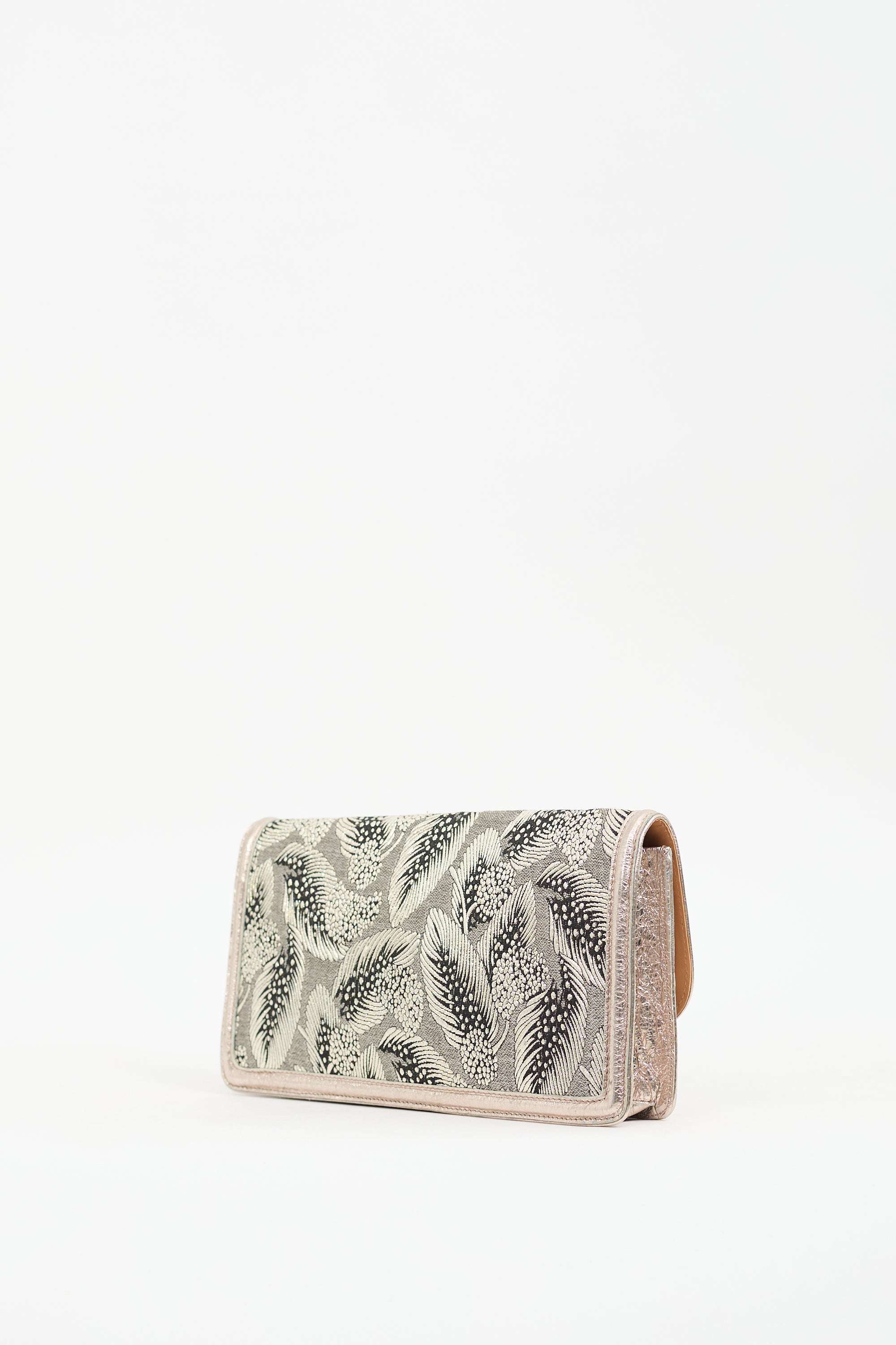 Dries Van Noten Silver & Gold Leaf Brocade Clutch