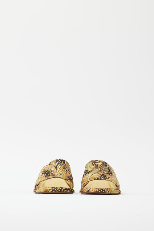 Dries Van Noten Gold & Green Brocade Sandal