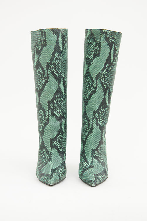 Dries Van Noten Green Print Knee High Boot
