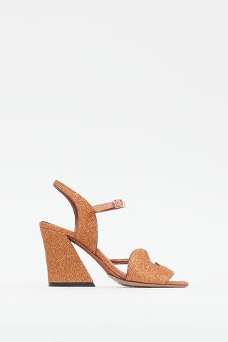 Dries Van Noten Orange Glitter & Leather Heel