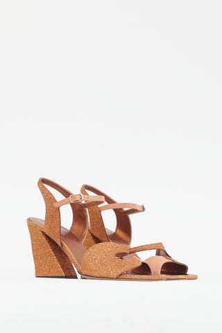 Dries Van Noten Orange Glitter & Leather Heel