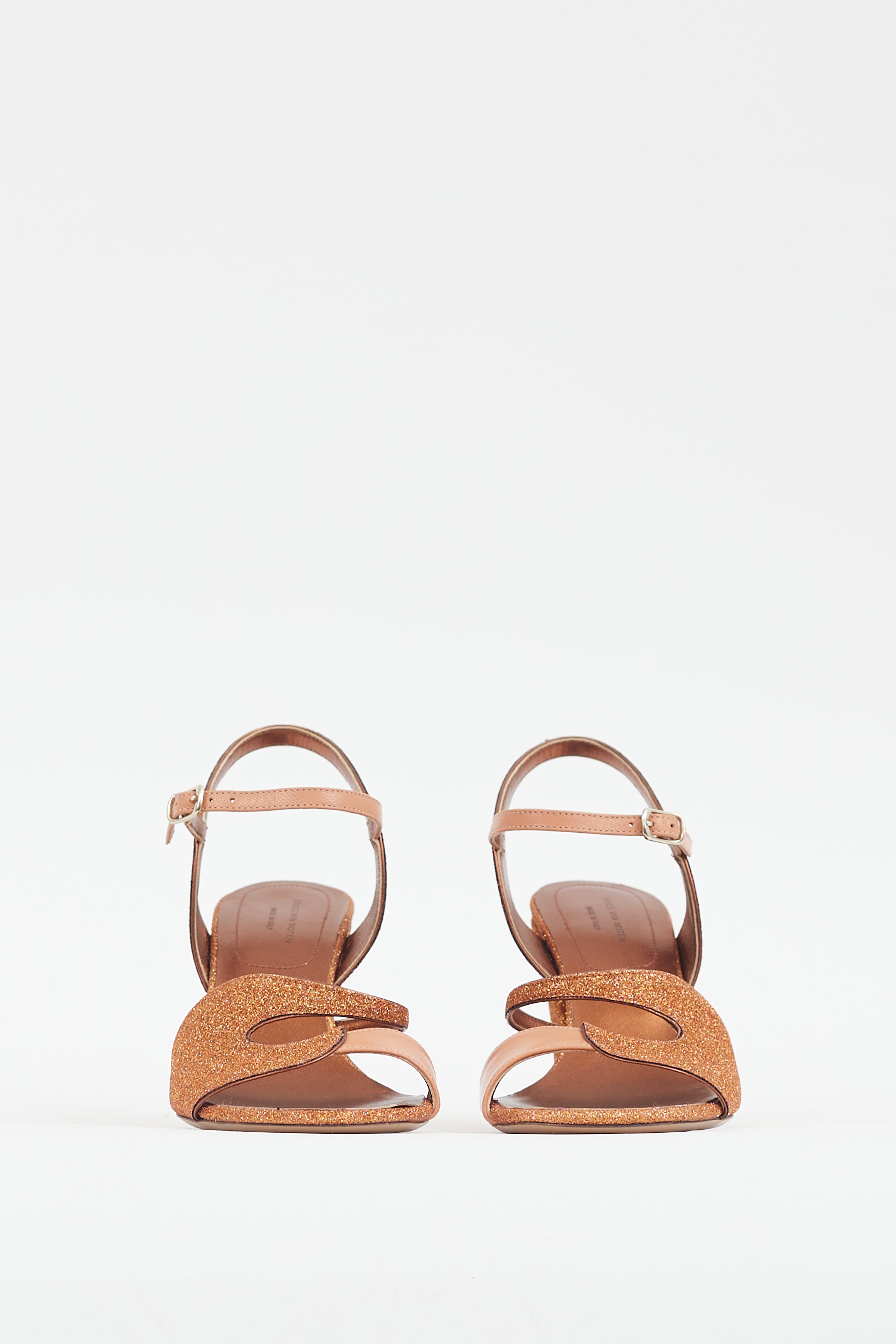 Dries Van Noten Orange Glitter & Leather Heel