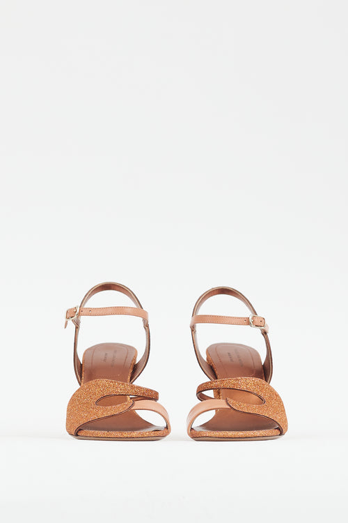 Dries Van Noten Orange Glitter & Leather Heel