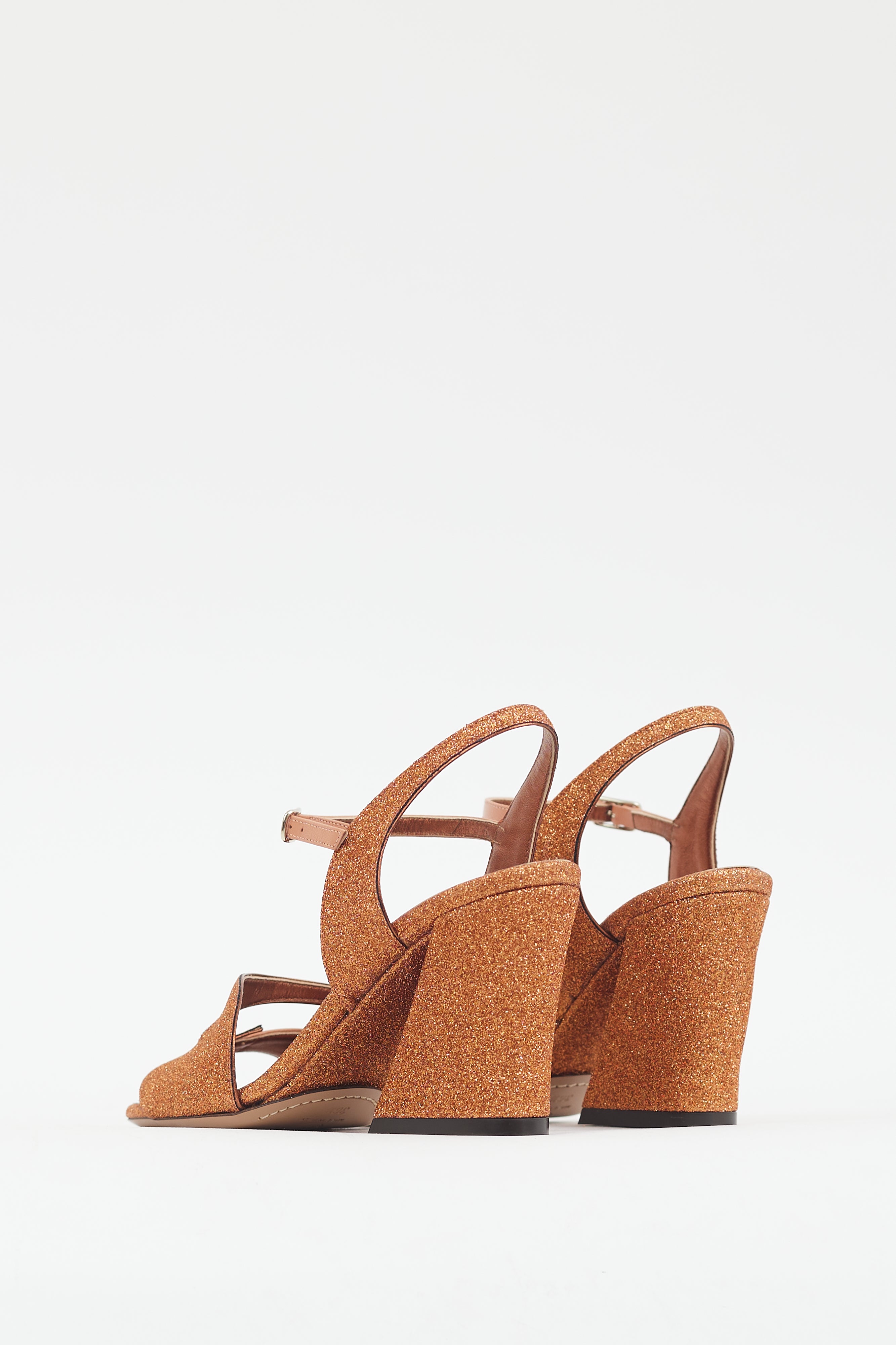 Dries Van Noten Orange Glitter & Leather Heel