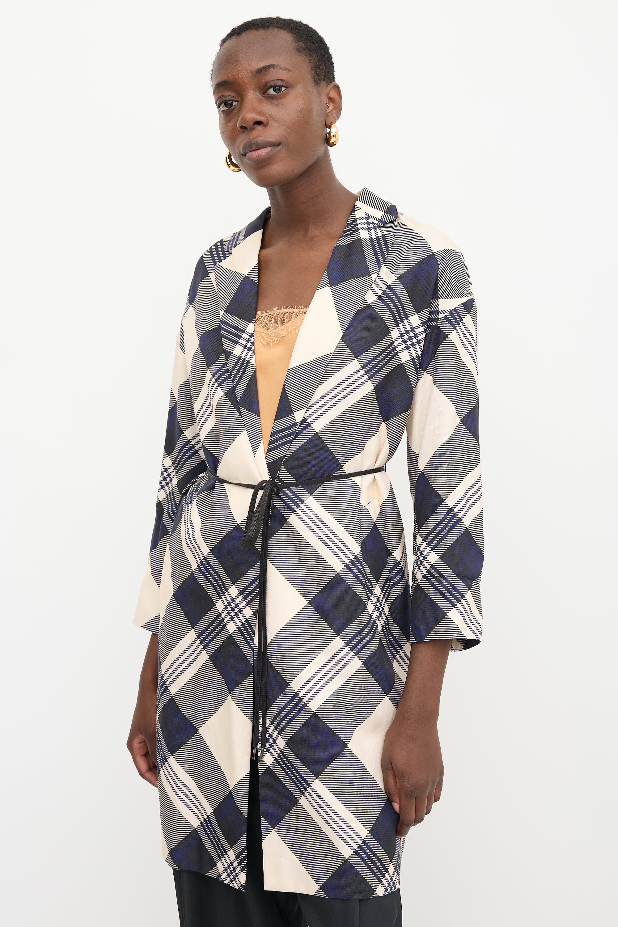 Dries Van Noten Plaid Duster Coat