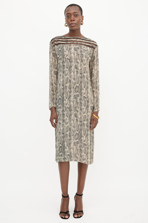 Dries Van Noten Printed Mesh Panel Dress