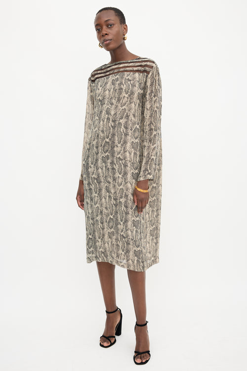 Dries Van Noten Printed Mesh Panel Dress
