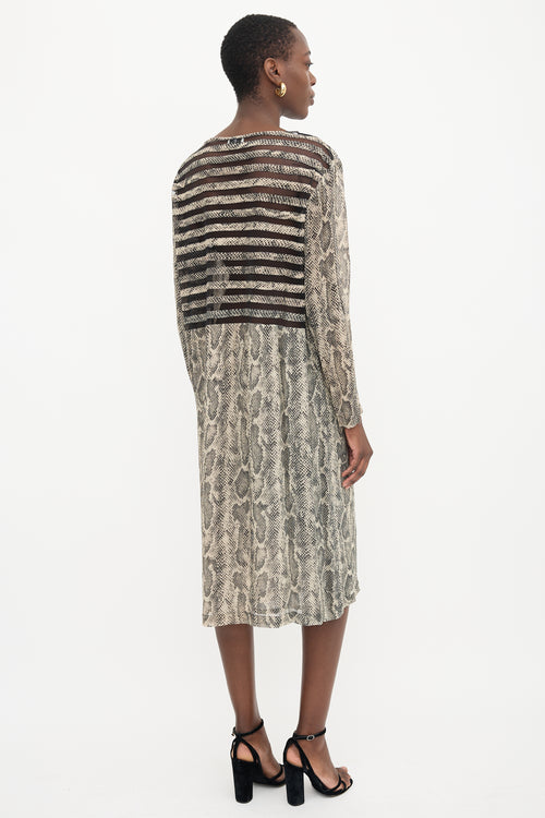 Dries Van Noten Printed Mesh Panel Dress