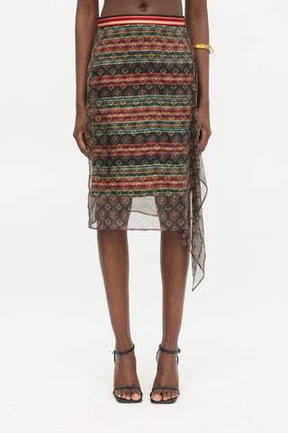 Dries Van Noten Silk Printed Overlay Skirt