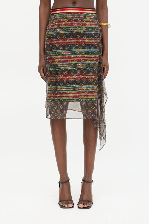 Dries Van Noten Silk Printed Overlay Skirt