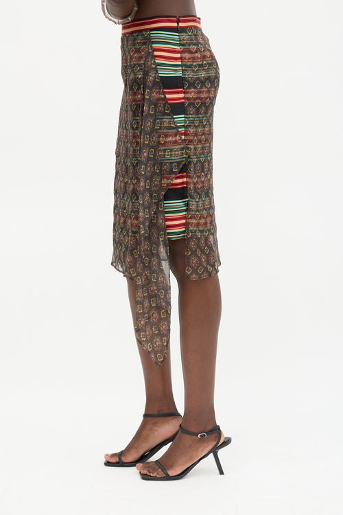Dries Van Noten Silk Printed Overlay Skirt