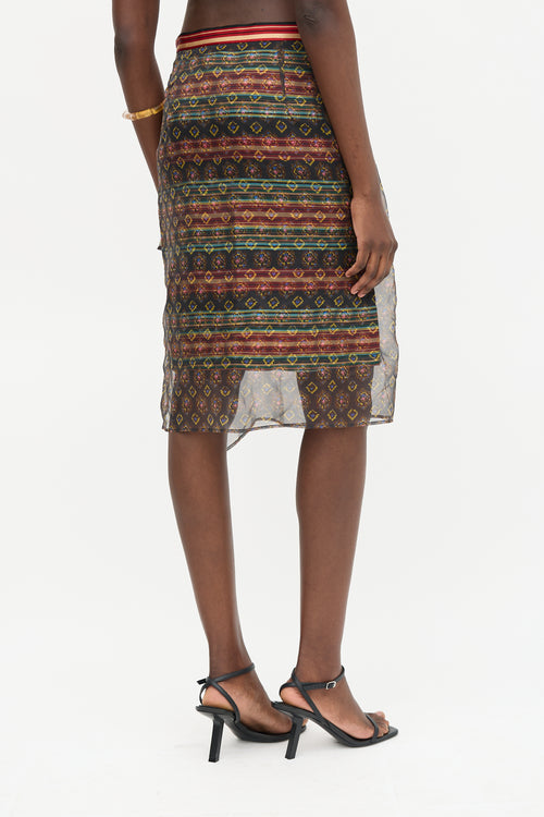 Dries Van Noten Silk Printed Overlay Skirt