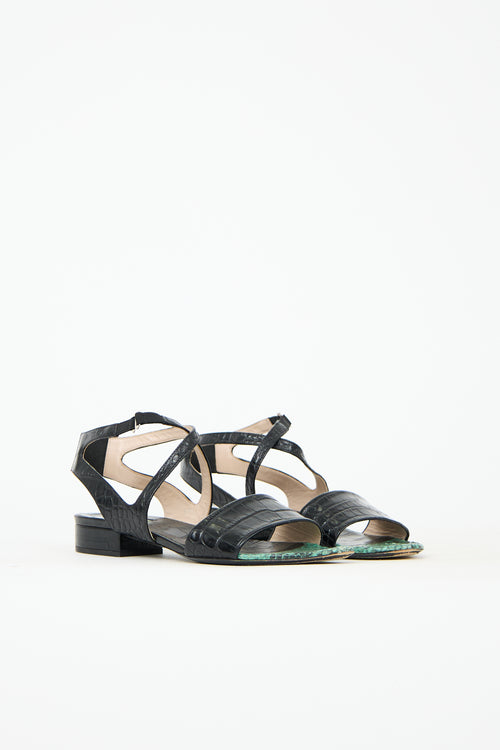 Dries Van Noten Embossed Leather Sandal