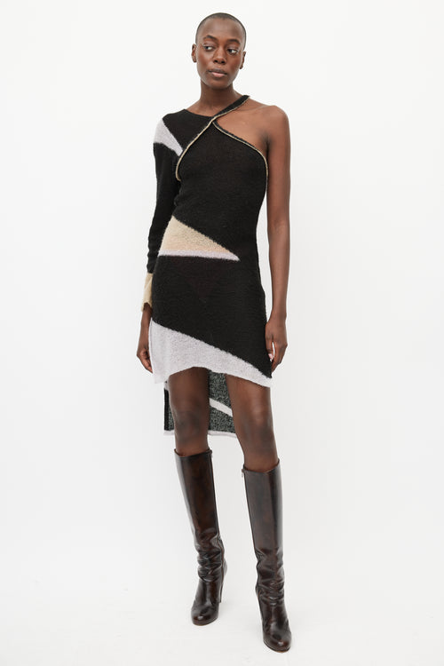 Eckhaus Latta Black & Multicolour Mohair One Shoulder Dress