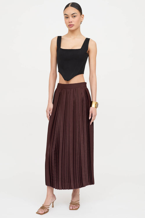 Eleventy Satin Pleated Skirt
