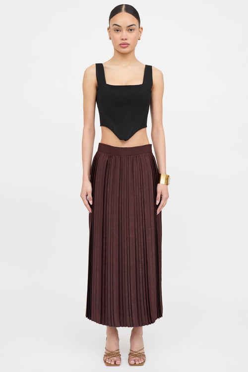 Eleventy Satin Pleated Skirt