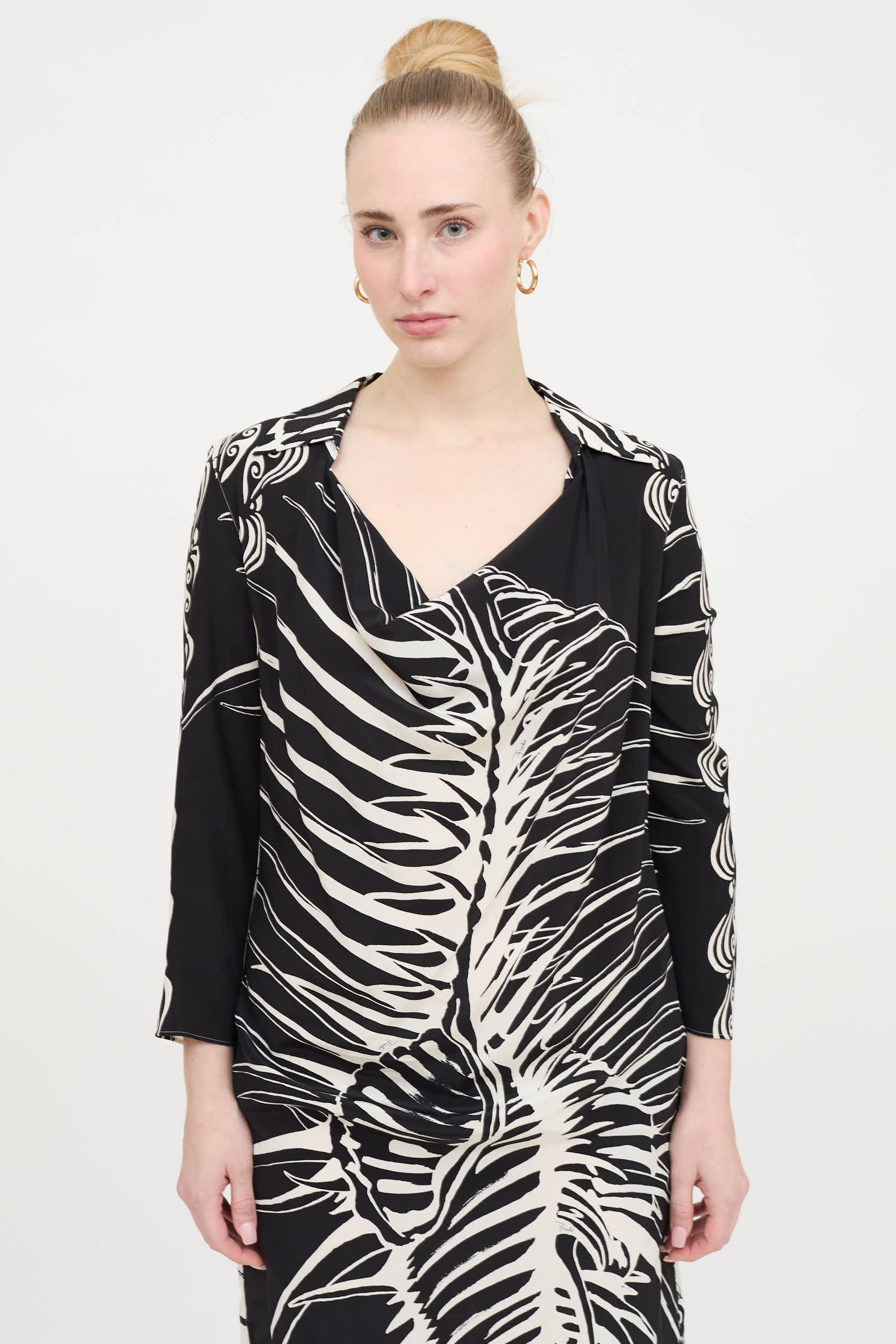 2000s Patterned Cowl Dress