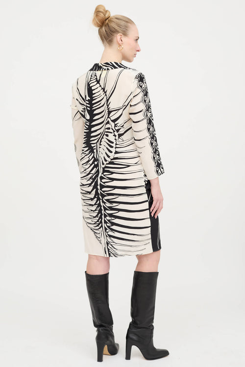 2000s Patterned Cowl Dress
