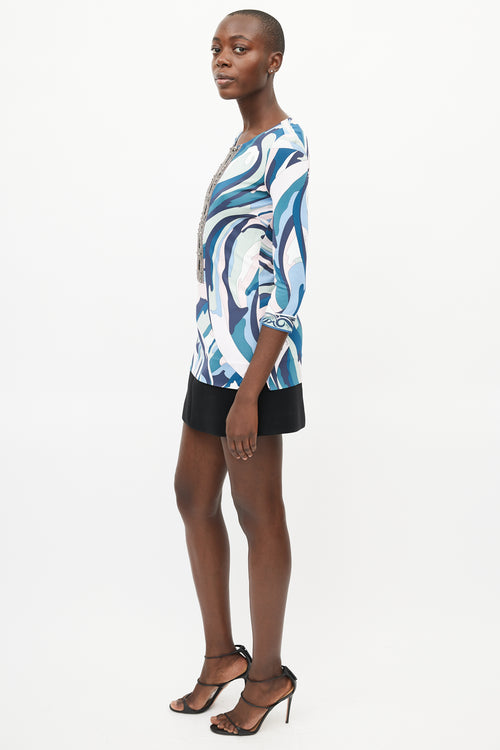 Emilio Pucci Blue & Multicolour Jewel Abstract Print Top
