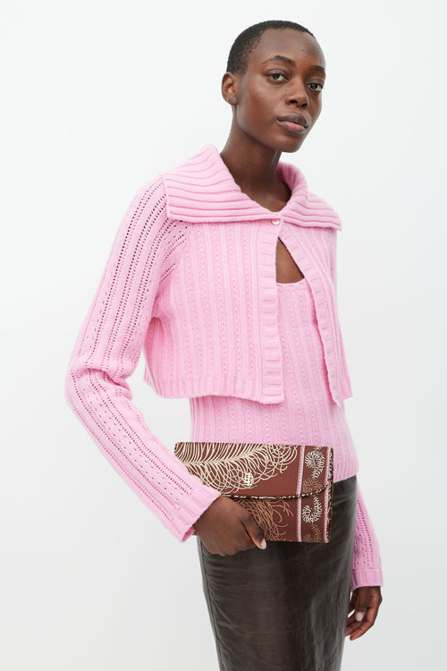 Emilio Pucci Brown & Pink Printed Clutch