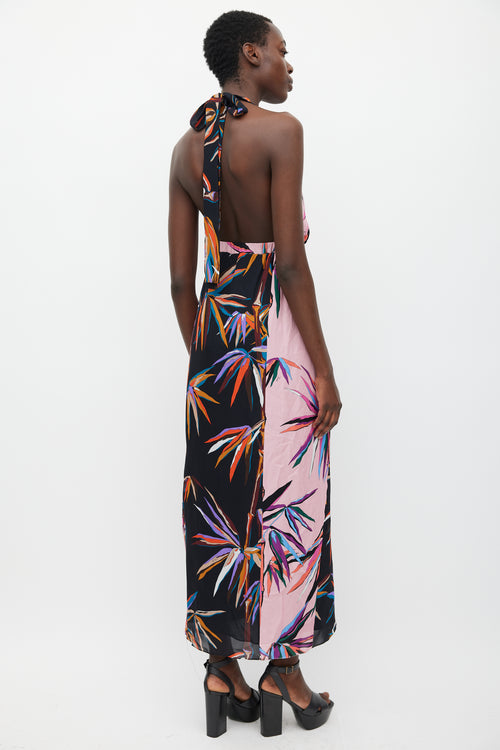Emilio Pucci Pink & Multicolour Silk Printed Halter Dress
