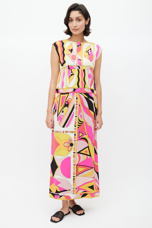 Emilio Pucci Cream & Multicolour Abstract Dress