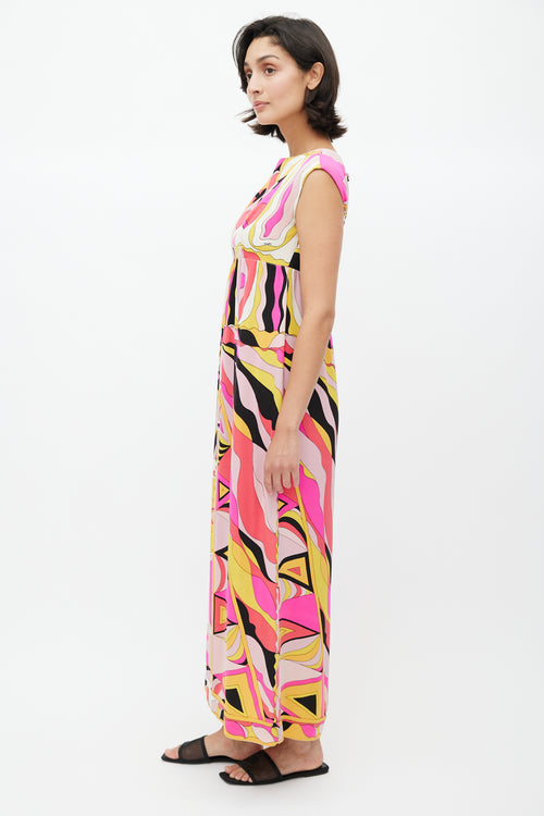 Emilio Pucci Cream & Multicolour Abstract Dress