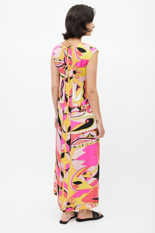 Emilio Pucci Cream & Multicolour Abstract Dress