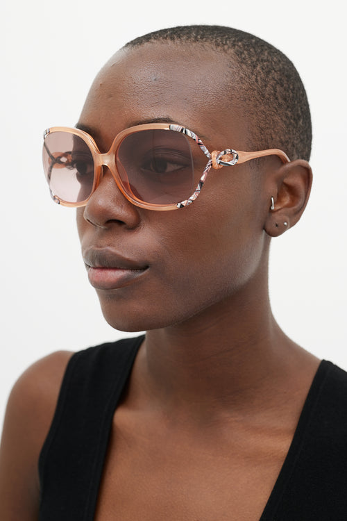 Emilio Pucci Pink & Multicolour EP650S Oval Sunglasses