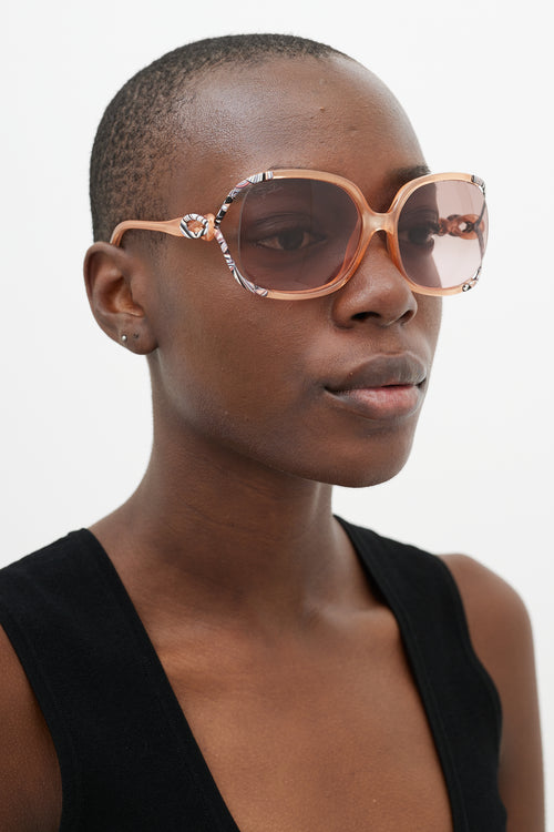 Emilio Pucci Pink & Multicolour EP650S Oval Sunglasses
