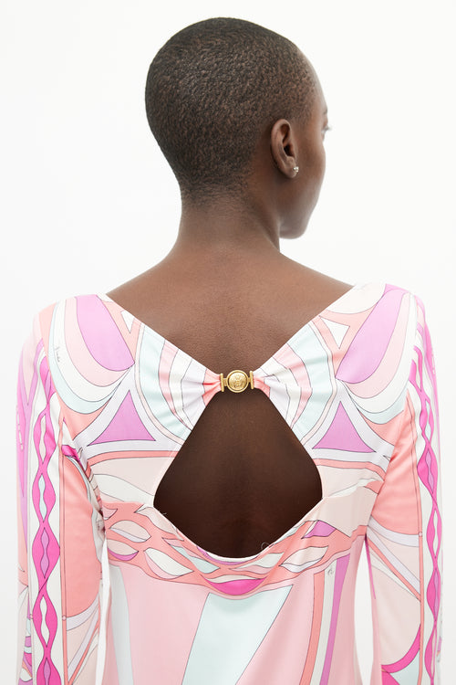Emilio Pucci Pink & Multicolour Silk Abstract Print Dress