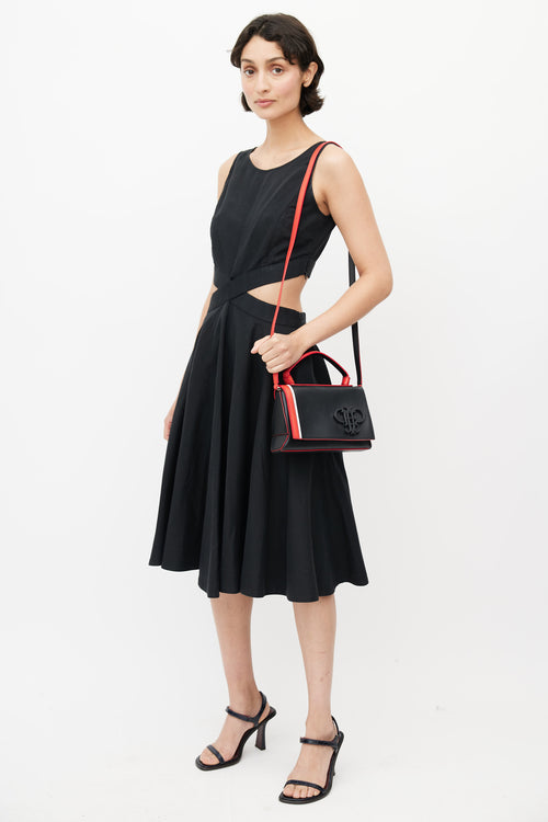 Emilio Pucci Black & Multicolour Pilot Leather Crossbody Bag