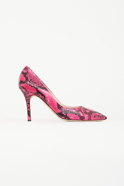 Emilio Pucci Hot Pink & Black Embossed Textured Pump