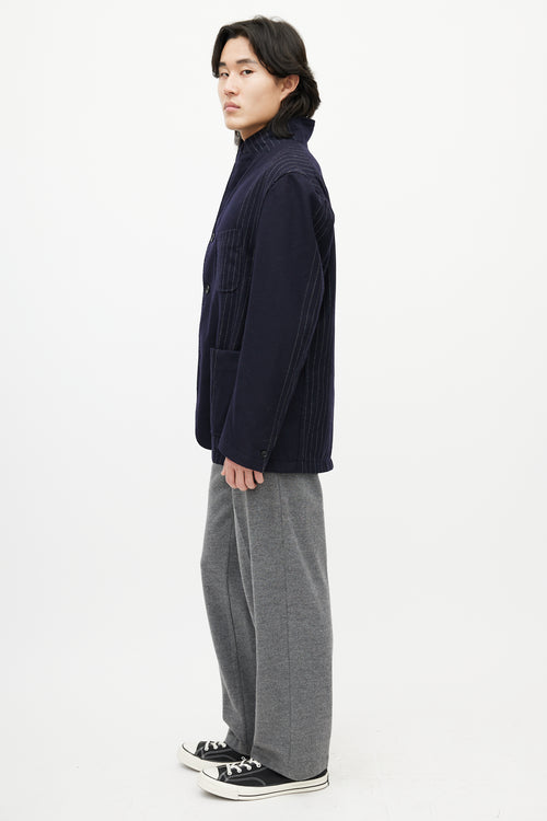 Engineered Garments Navy & White Wool Striped Blazer
