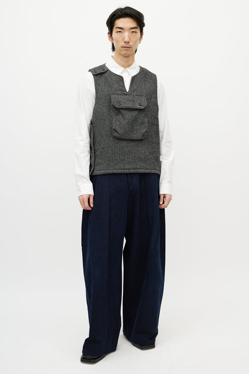 Engineered Garments White & Black Tweed Wool Vest