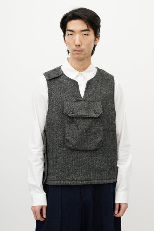 Engineered Garments White & Black Tweed Wool Vest