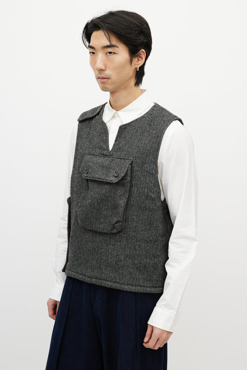 Engineered Garments White & Black Tweed Wool Vest