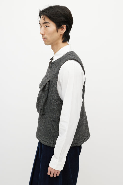 Engineered Garments White & Black Tweed Wool Vest