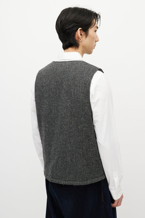 Engineered Garments White & Black Tweed Wool Vest