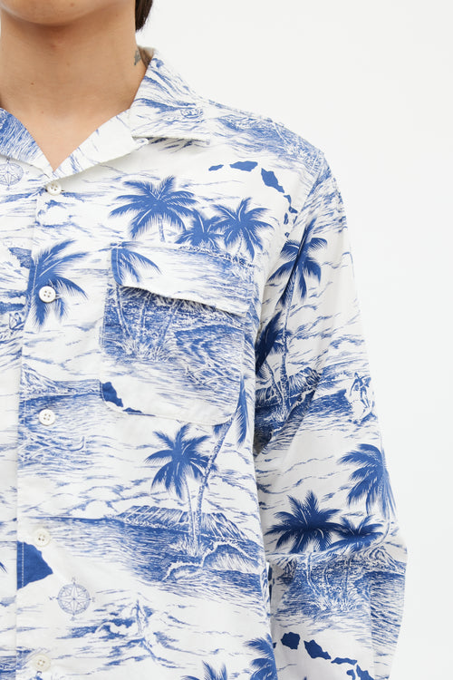 Engineered Garments White & Blue Floral Shirt