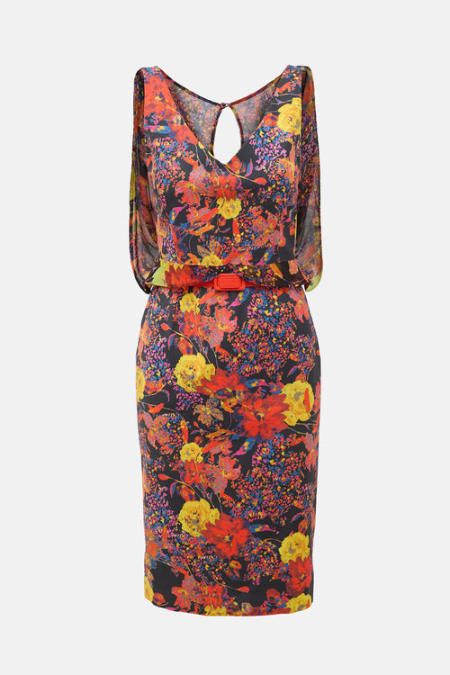 Erdem Floral Cape Effect Dress
