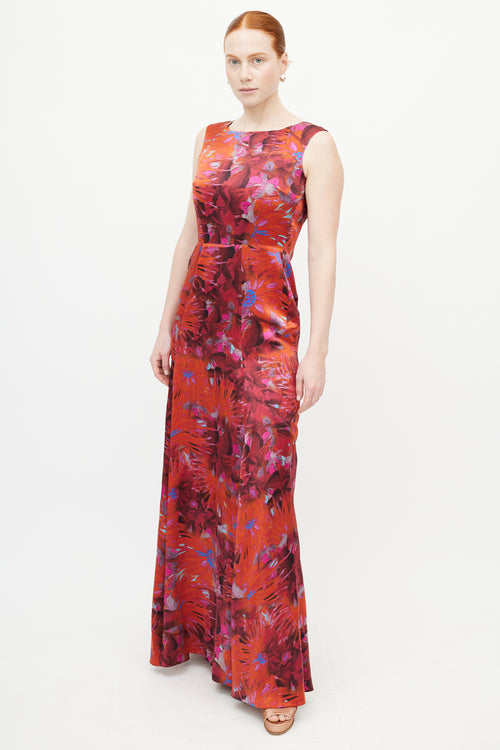 Erdem Red & Multicolour Floral Dress