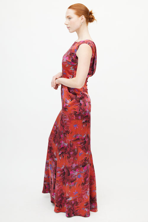 Erdem Red & Multicolour Floral Dress
