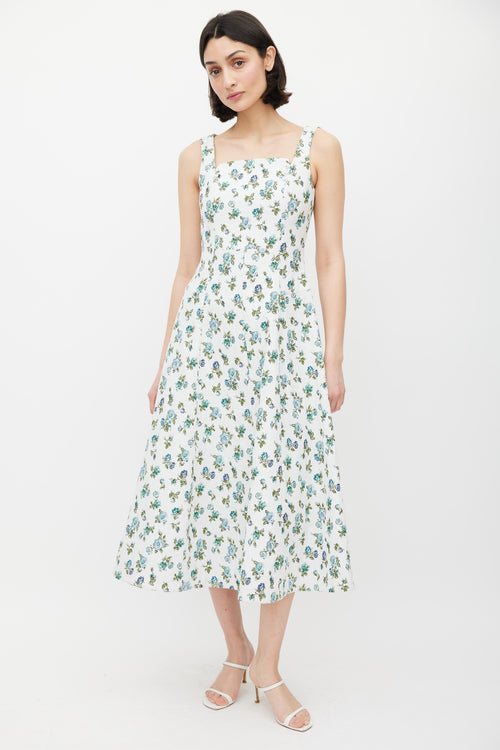 Erdem White & Multicolour Floral Polly Dress