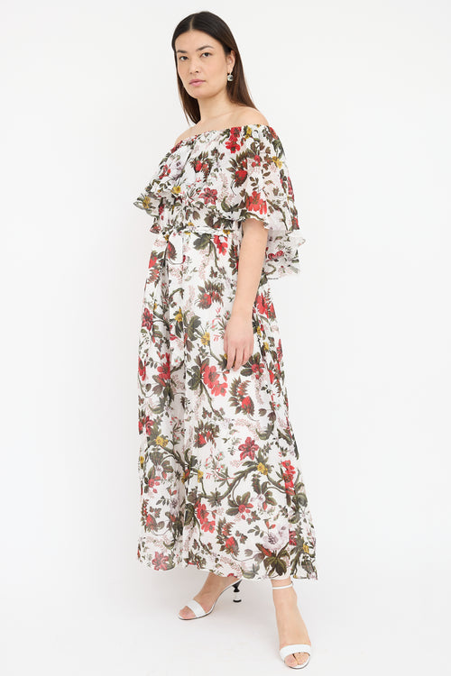 Erdem Floral Algarve Off Shoulder Dress