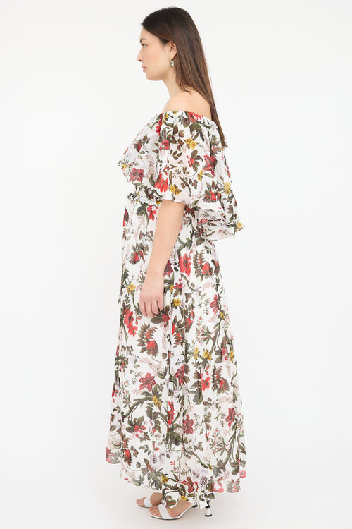 Erdem Floral Algarve Off Shoulder Dress